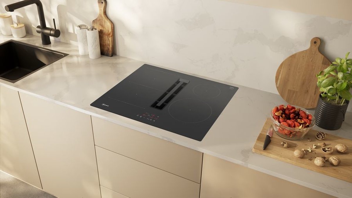 Neff V56NBS1L0 kookplaat Zwart Ingebouwd 60 cm Inductiekookplaat zones 4 zone(s) Inbouw afzuigkap