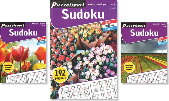 Foto: Puzzelsport puzzelboekenpakket 3 puzzelboeken sudoku 192 pagina s 2x puzzelblok