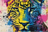 Luipaard poster - Dieren poster - Tuinposters Spatten - Muurdecoratie tuin - Poster tuin - Tuin decoratie wanddecoratie tuinposter 105x70 cm