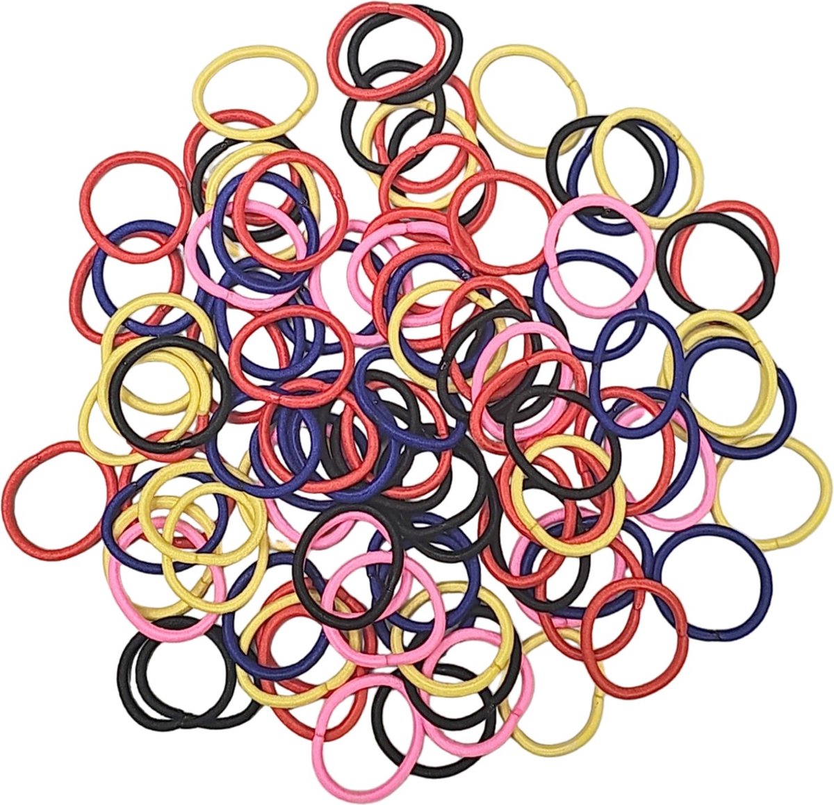 Goedkoopste 100 Kleine Haarelastiekjes - Haarelastiekjes Mini - Ø 25mm - 2mm Dik - 100 Stuks - Zwart & Kleuren Mix