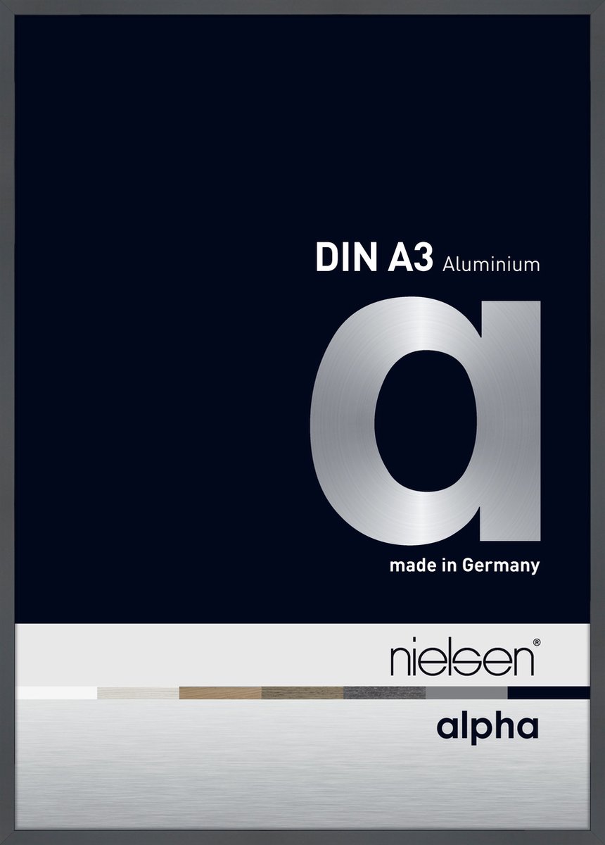 Nielsen Alpha Aluminium Wissellijst Glossy Dark Grey 29,7x42cm (A3) Donkergrijs-glanzend
