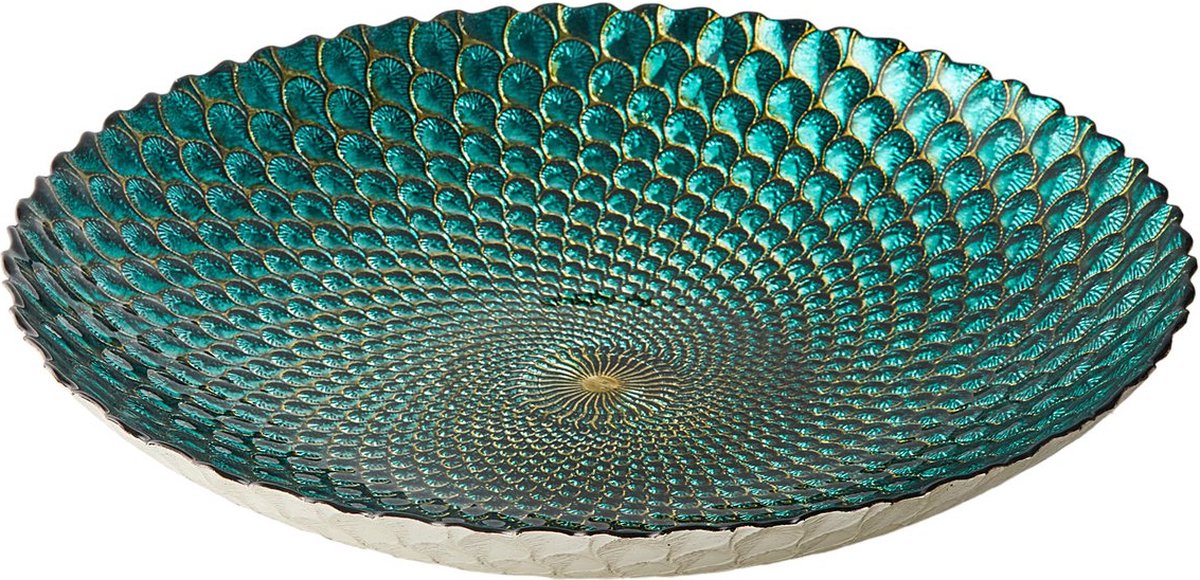 Anton Studio Designs peacock bowl kom met handbeschilderde pauwen print 41 cm