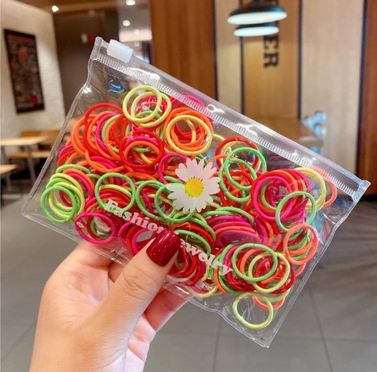 Arcs de cheveux colorés - 100 pièces - Couleur néon - Élastique - Accessoires de vêtements pour bébé Cheveux - Enfants - Tout-petit - Bébé - Filles - Femmes - Cadeau - Cadeau