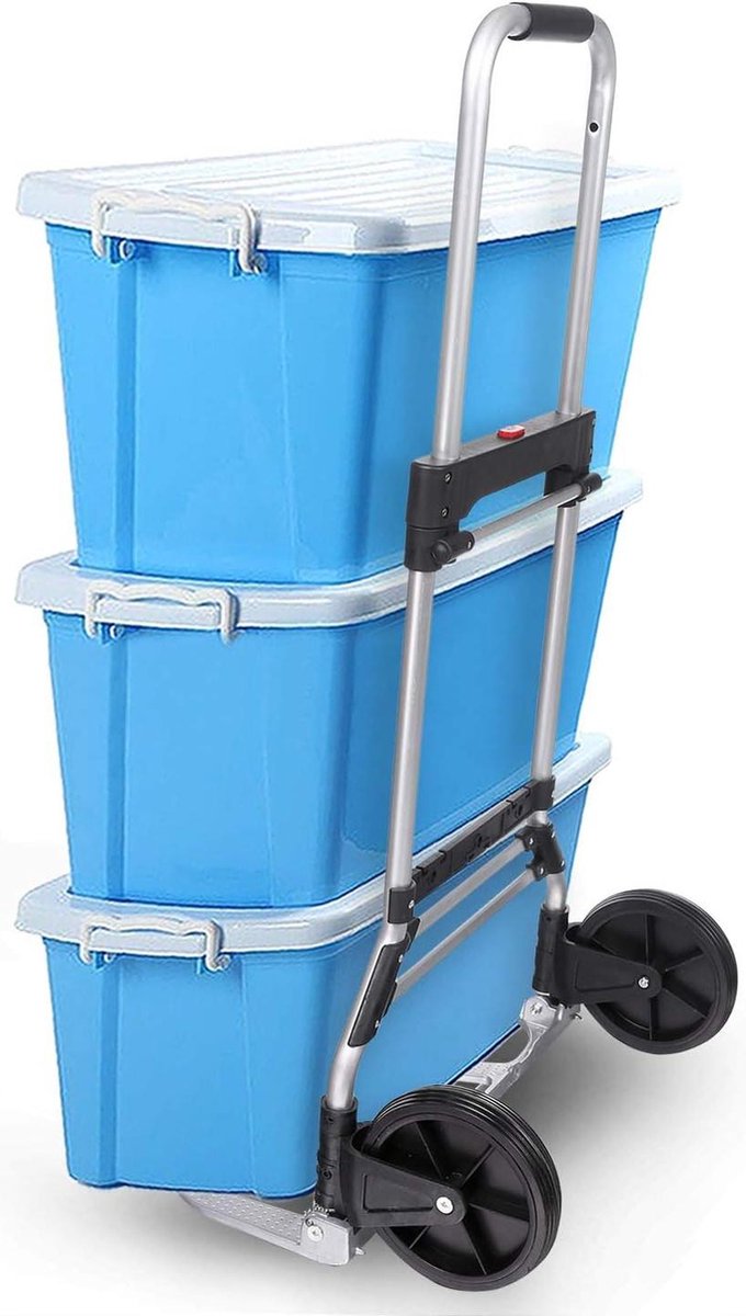 Aluminium steekwagen handwagen transportwagen draagbaar en inklapbaar met uittrekbaar handvat ideaal voor verhuizing en kratten hand truck