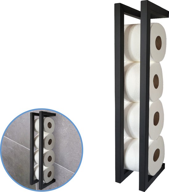 Sanics Orca Toiletrolhouder Zwart Met Klep - WC Rolhouder RVS Inclusief Montage Set Wc Papier Houder Closetrolhouder