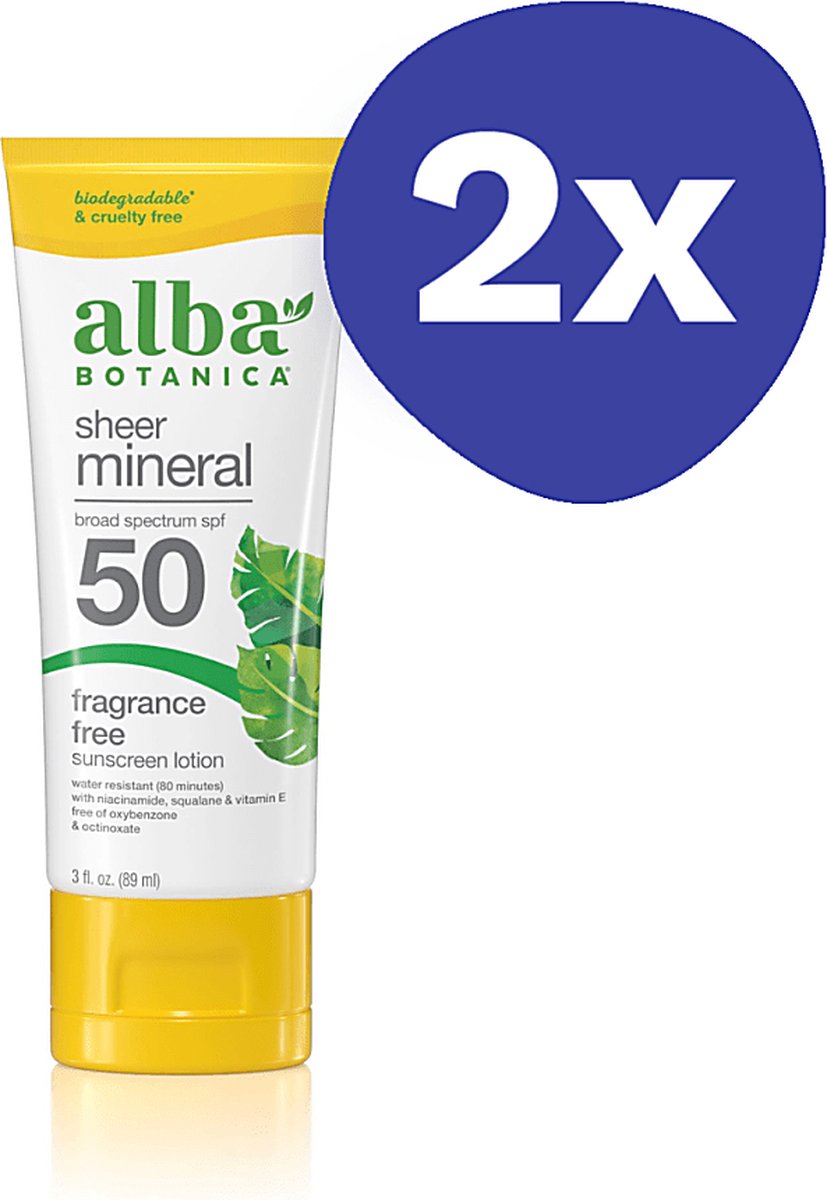Goedkoopste Alba Botanica Minerale Zonnebrandcreme SPF50 (2x 89ml