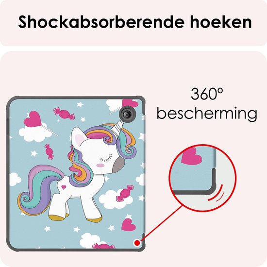 Hoes Geschikt voor Kobo Libra Colour Hoesje Bookcase Cover Book Case Hoes Sleepcover - Eenhoorn van HoesjePlus — afbeelding 5