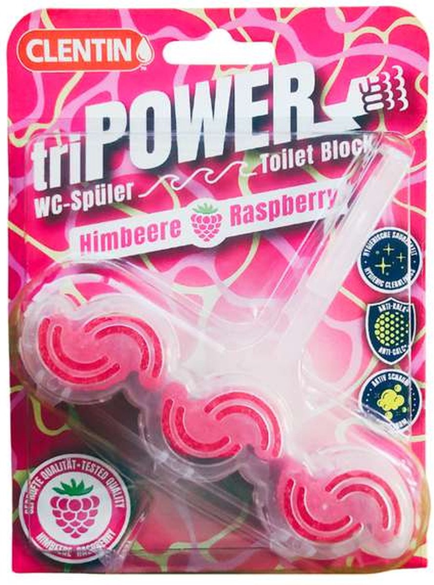 Clentin Tri-Power WC blokje Framboos Doos 12 stuks