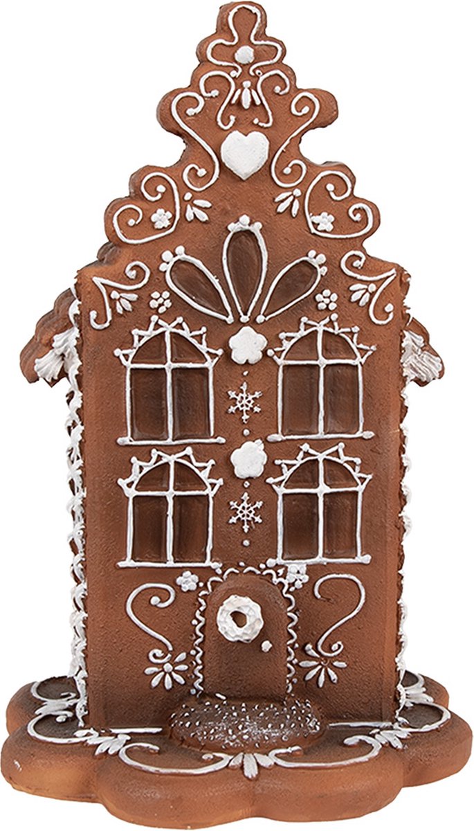 Clayre & Eef Gingerbread house met LED 20 cm Bruin Polyresin