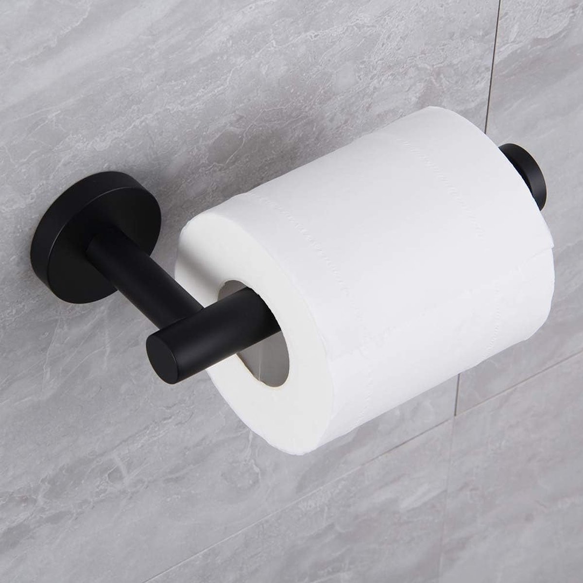 Generic Matzwarte SUS 304 roestvrijstalen toiletrolhouder wandgemonteerde toiletpapierrolhouder voor badkamer