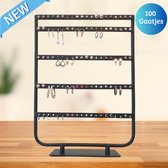 Janse® Metalen Sieradenrek met 100 gaatjes - Stevige sieraden organizer - Sieradenhouder - Oorbellen standaard - Oorbellenrekje - Sieraden standaard - Sieraden display - Juwelen houder - Zwart