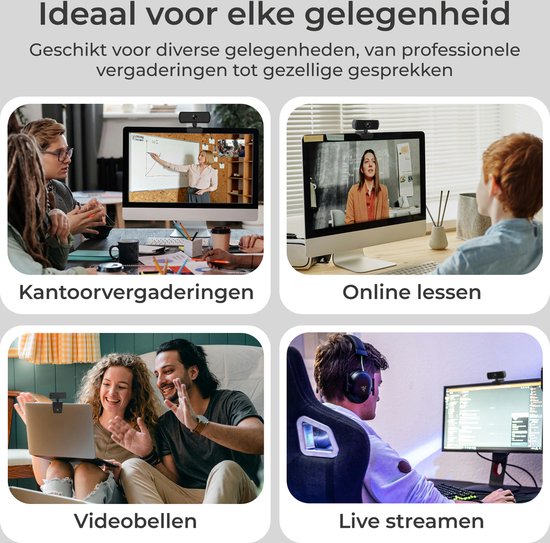 DynaBright Webcam met Ruisvrije Microfoon - Webcam Cover en Tripod - HD Pro Webcam - 4MP - 2560x1440 - Webcam voor PC - Webcam voor Computer