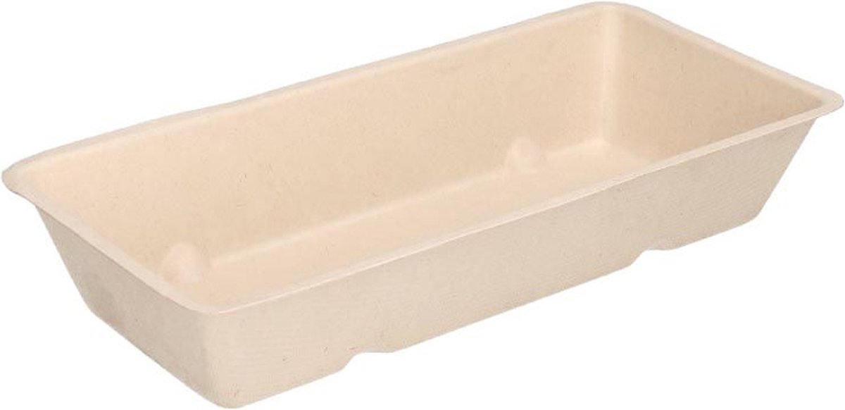 Goedkoopste Suikerriet Snackbakjes Bagasse Patatbak A18 Bruin (50 stuks) kleinverpakking