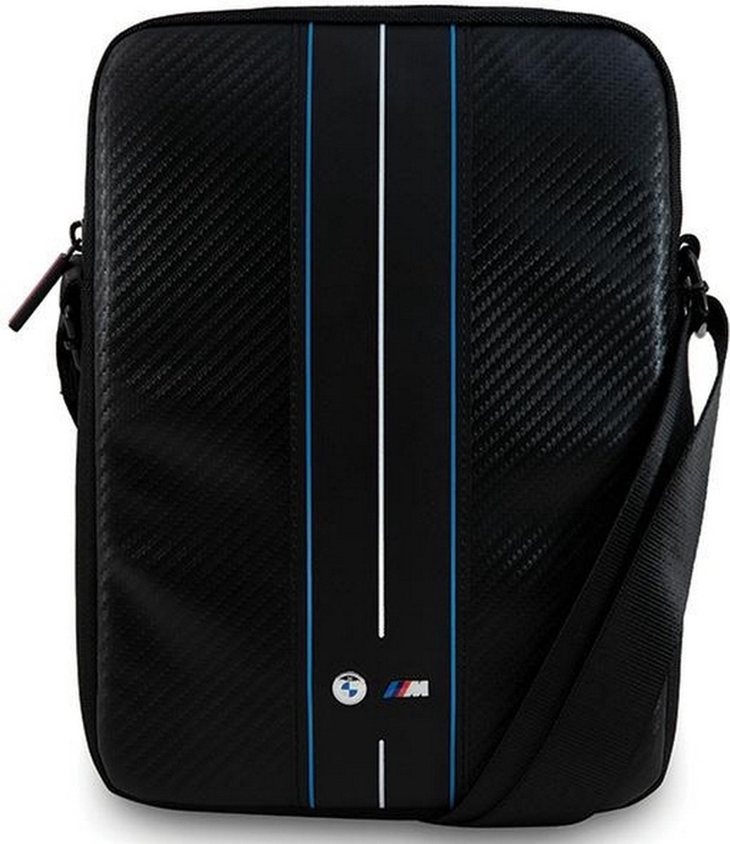 BMW Carbon Blue Stripes Tablet Tas - (Geschikt voor Scherm tot 8 Inch) - Zwart