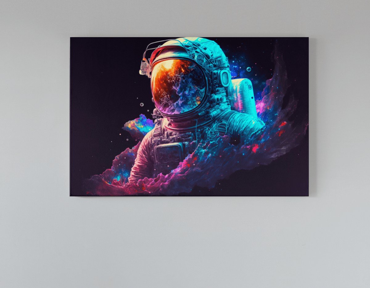 Trendex Global Astronaut - Foto Print Op Canvas - Schilderijen - Wanddecoratie - 150x100 cm Kleurrijk