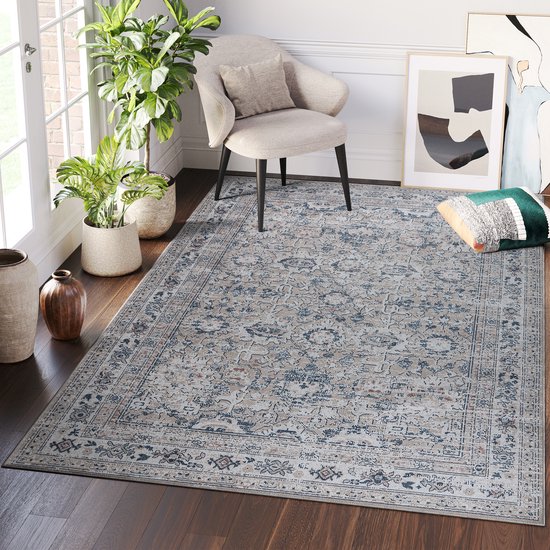 Tapis Tapiso Grijs Katoen Vintage Antidérapant en Coton Gris Gris Taille - 300x400