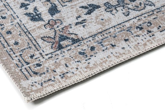Tapis Tapiso Ritz Tapis Vintage Antidérapant en Katoen Grijs Taille - 120x170
