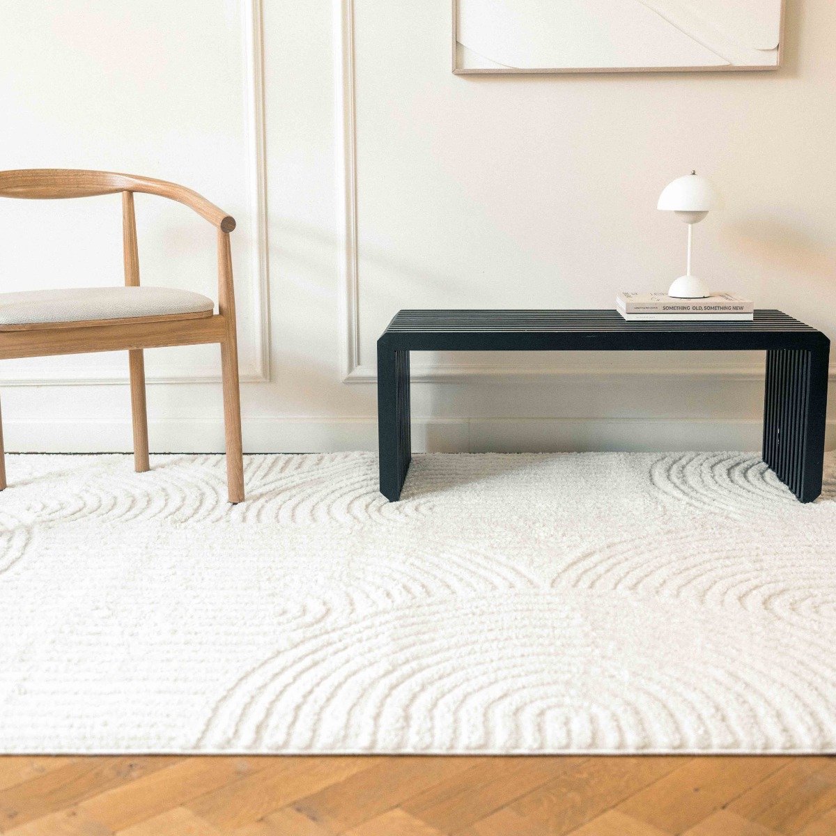 Scandinavisch vloerkleed Oskar creme/wit - 160 x 235 cm - (M)