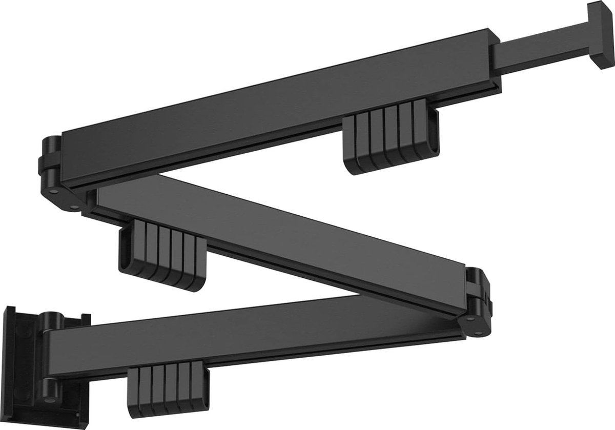 Goedkoopste Droogrek - Kledinghanger - Kledingrek - Opvouwbare Droogrek - Zwart Intrekbaar Droogrek voor Wandmontage - Opvouwbare Kledingstang met 18 Haken en Handdoekhouder - Drievoudig Gevouwen Kledingrek voor Balkon, Wasgoed, Badkamer, Slaapkamer