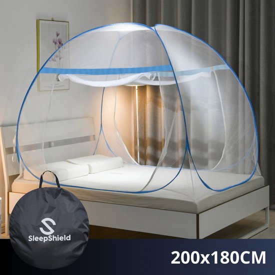 SleepShield - Klamboe Tent - 2 Persoons - Pop Up Tent - Inclusief Opbergtas - 200x180cm - Blauw