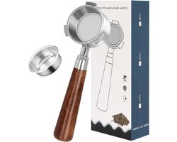 Bodemloze zeefdrager 51 mm 3 oren bottomless portafilter met DeLonghi Dedica EC680/EC685 SMEG ECF01/TSK-1837B/TSK-1819A - roestvrijstalen zeef - rode zuurhouten - koffieaccessoires - filterdrager Coffee Portafilter