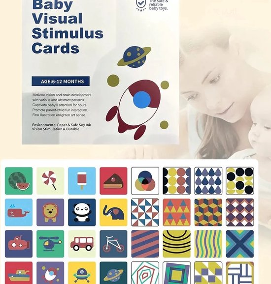 Foto: Ychee baby s kinderen visuele stimulatie kaarten training kaarten 14x14cm dubbelzijdig 20 kaarten 40 afbeelding 6 12 maanden
