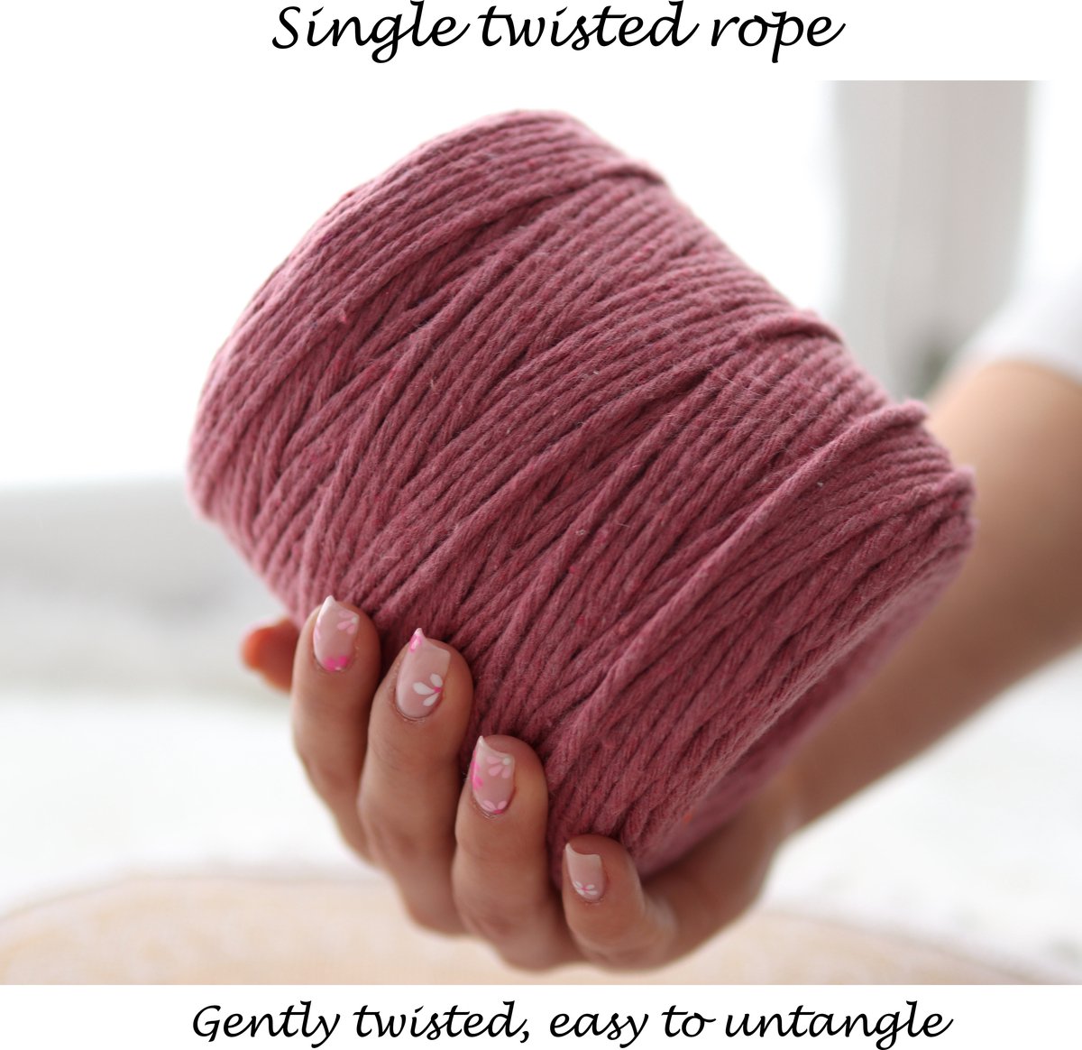 3mm x 200m Rosa - Dusty Pink macramé katoenen koord Macrame Touw|kleuren om mee te knutselen|Garen voor Wandkleed en Plantenhanger Zelf Maken|Dromenvanger||engel van macramé — afbeelding 8