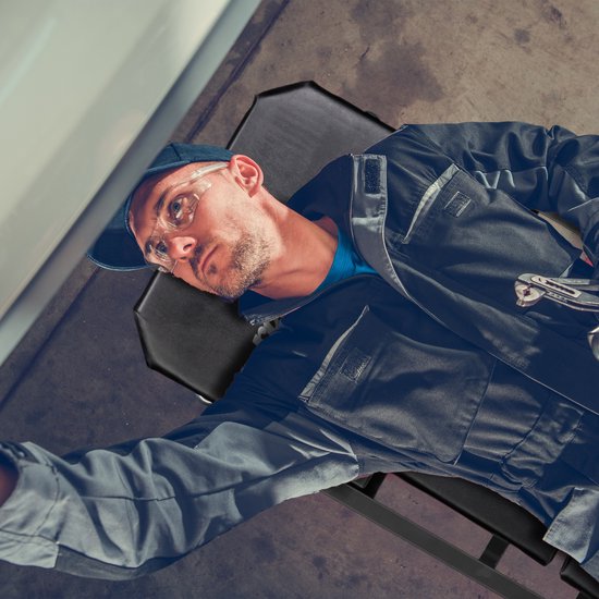 Relaxdays werkplaatskruk op wielen, tot 150 kg, 2 in 1, ligkar en garagekruk, inklapbaar, draaibaar, staal, zwart/grijs
