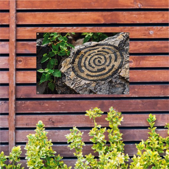 Affiches en pierre - Affiches nature - Affiche de jardin Cercle - Décoration de balcon - Clôture de peinture extérieure - Décoration de jardin décoration murale affiche de jardin 75x50 cm