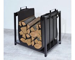 Kaminer – Haardhoutbak – Houtopslag – Haardhout opslag – Houtmand – Zwart - 50,5 x 37 x 50 cm