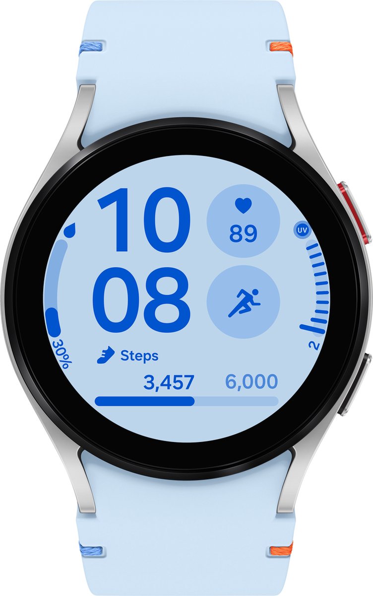 Samsung Galaxy Watch FE 40mm Silver Met blauwe band bol
