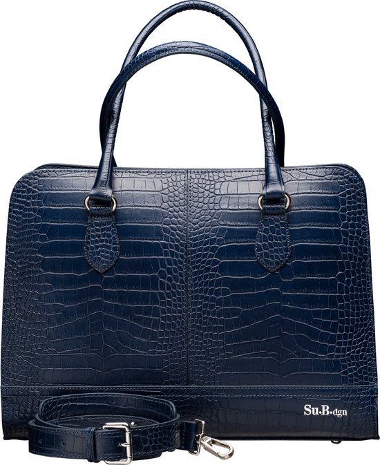 Su.B Laptoptas 15 6 inch Handtassen Dames Kroco Print Leer Schoudertas met. bol
