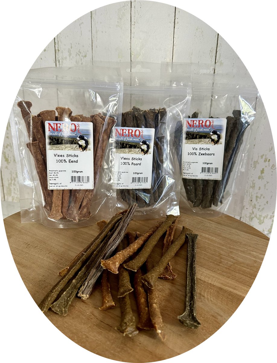Nero Pure Vleessticks 100% Hert 500gr