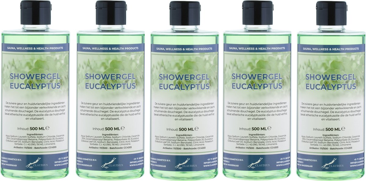 Goedkoopste Douchegel Eucalyptus 500 ml - met klepdop - set van 5 stuks - Showergel