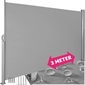tectake® Uitschuifbaar Aluminium Windscherm met Oprolmechanisme - Zonnescherm - Tuinscherm - 180 x 300 cm - Grijs Balkonscherm - Ondoorzichtbaar Privacyscherm - Markiesdoek