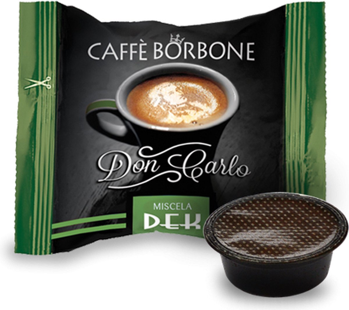 Caffè Borbone Don Carlo Miscela Verde/Dek, Koffiecapsule, Koffie, A Modo Mio, 1 kopjes, 7,2 g, 100 stuk(s)