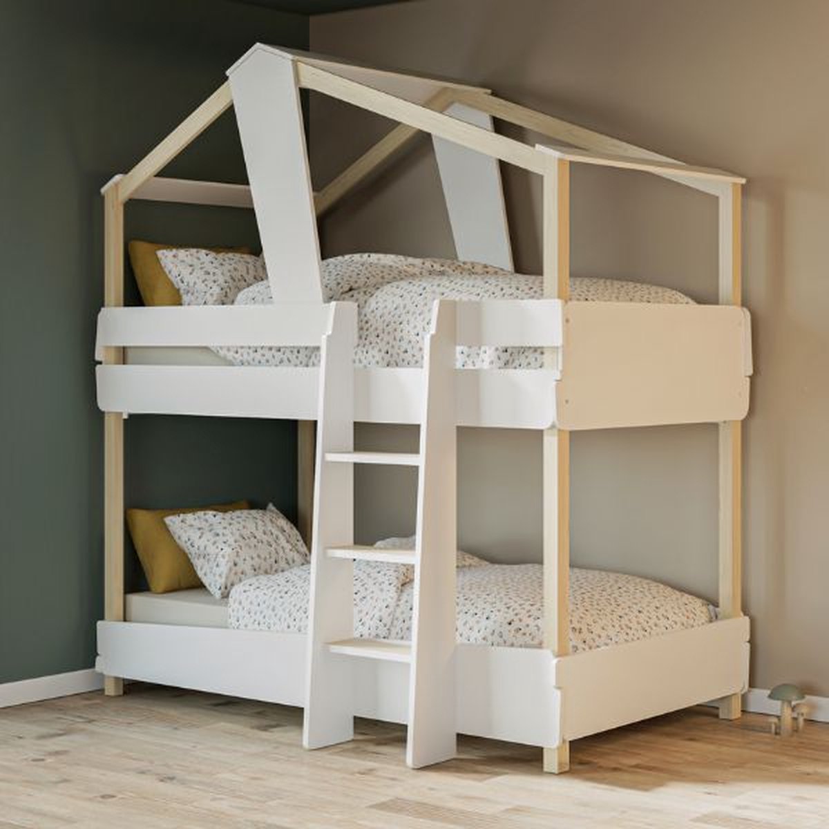 Kinderstapelbed Timber | 204 X 112,3 X 214 Cm | Wit - CBA - Stapelbed - Wit - MDF Eenpersoons Stapelbed