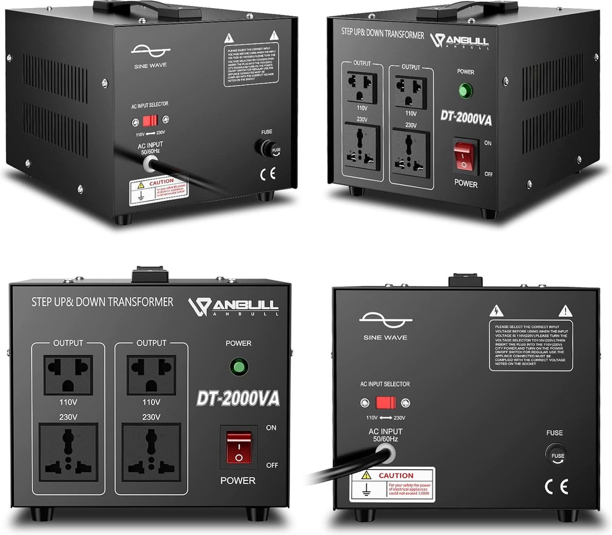 Spanningsomvormer, transformator, transformatoren 110V naar 230V, 230V naar 110V converter, 2000W vermogen, EU-stekker transformator