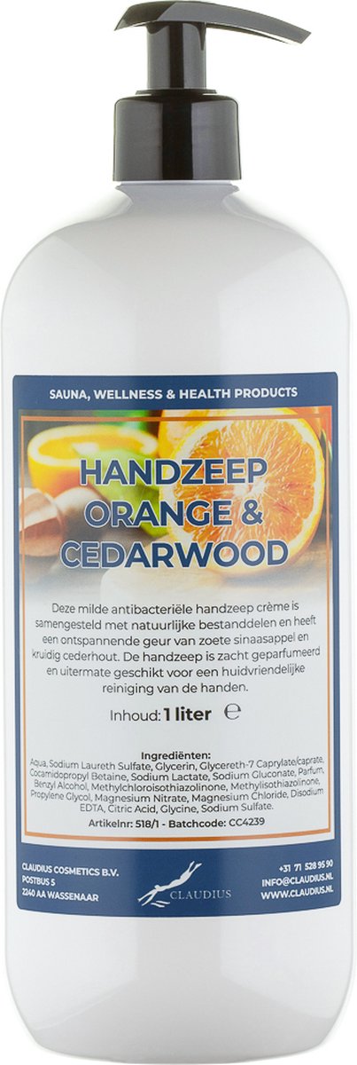 Goedkoopste Handzeep Sweet Orange & Cedarwood 1 liter - met gratis pomp