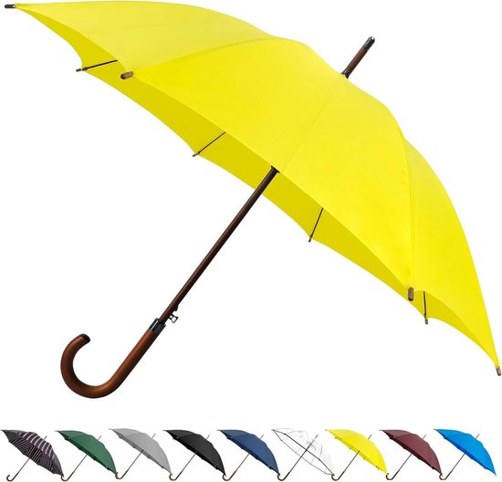 Houten schacht J-vormige gebogen handgreep winddichte goedkope rechte paraplu Al Houten schacht J-vormige gebogen handgreep winddichte goedkope rechte paraplu Al