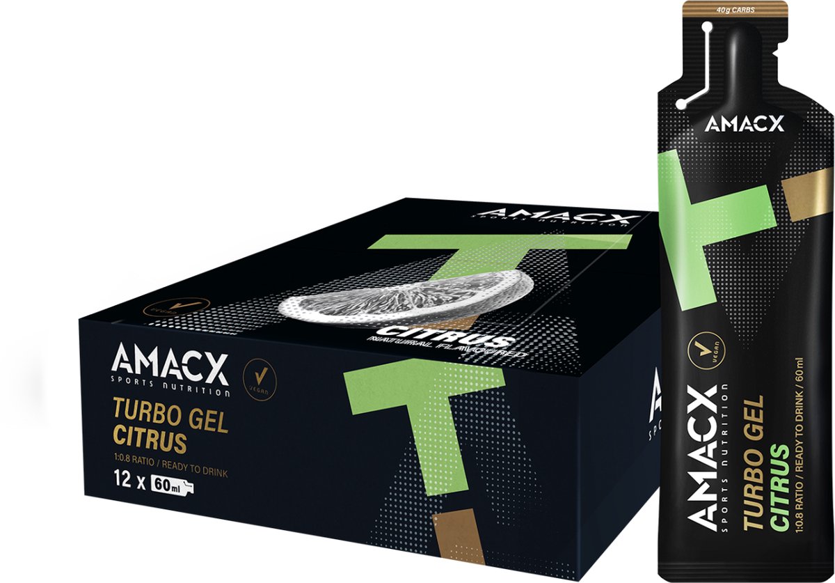 Goedkoopste Amacx Turbo Gel - Sportgel - Energy Gel - Energiegel - Citrus - 12 pack