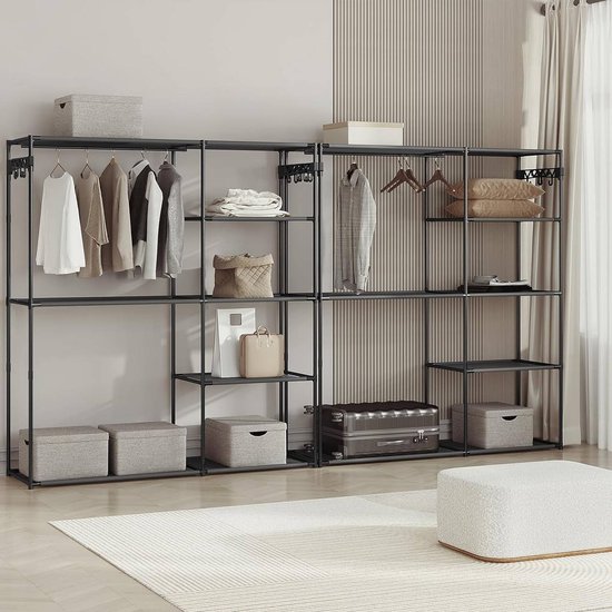 BukkitBow - Portant à vêtements ouvert - Métal et intissé - 148x166x42,5 cm - Capacité 30kg