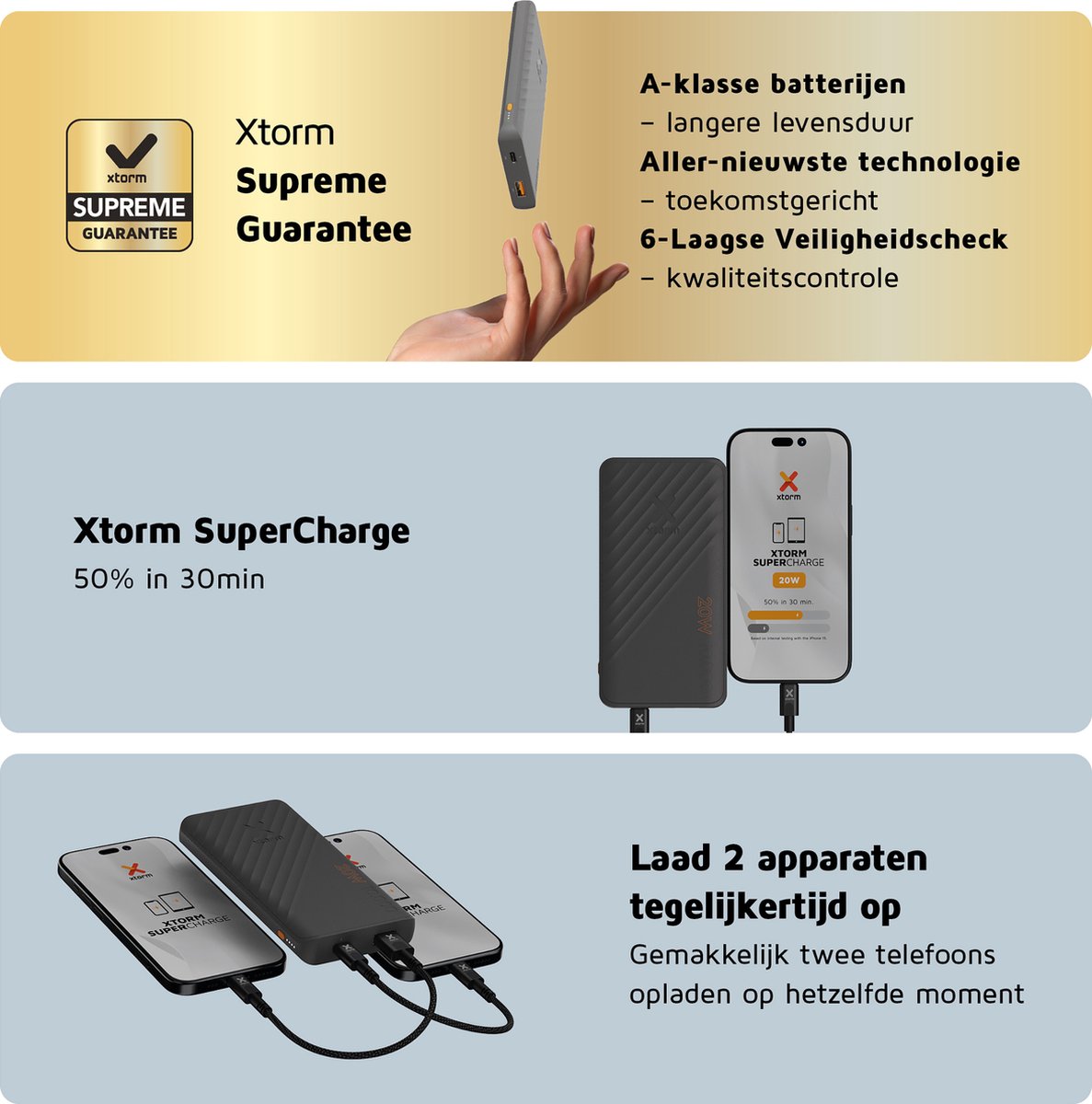 Xtorm Supercharge Powerbank 10000 mAh 20W Zwart - afbeelding 2