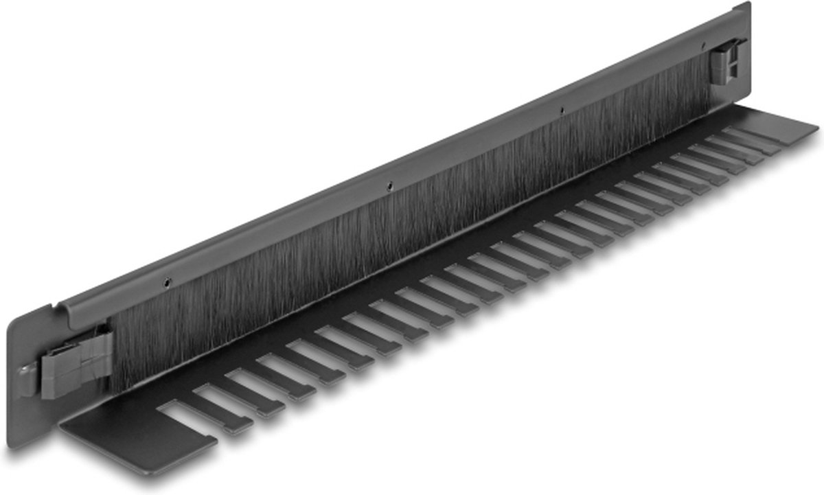 Delock 19″ Brush Strip with cable holder tool free 1U black