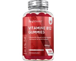 WeightWorld Vitamine B12 Gummies 1000 mcg - 120 vegan gummies met granaatappelsmaak voor 4 maanden voorraad - Verkregen uit Methylcobalamine - Ondersteunt het energieniveau
