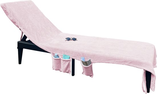 LINNICK Housse de chaise de plage en microfibre 75 x 215 cm – Serviette de bain à séchage rapide – Serviette de voyage légère – Housse de chaise de plage 3 en 1, sac de transport – Housse de chaise de plage – Rose clair