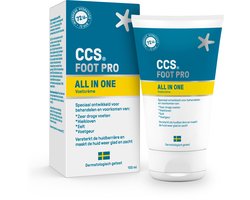 CCS All in One Voetcrème 100 ml - Voetencreme tot zeer droge voeten, Eeltcreme als Voetverzorging en als alternatief voor Eelt Verwijderaar, Voetcreme met Ureum en verfrissende eucalyptusolie, tegen droogheid en stinkvoeten, Klinisch Bewezen