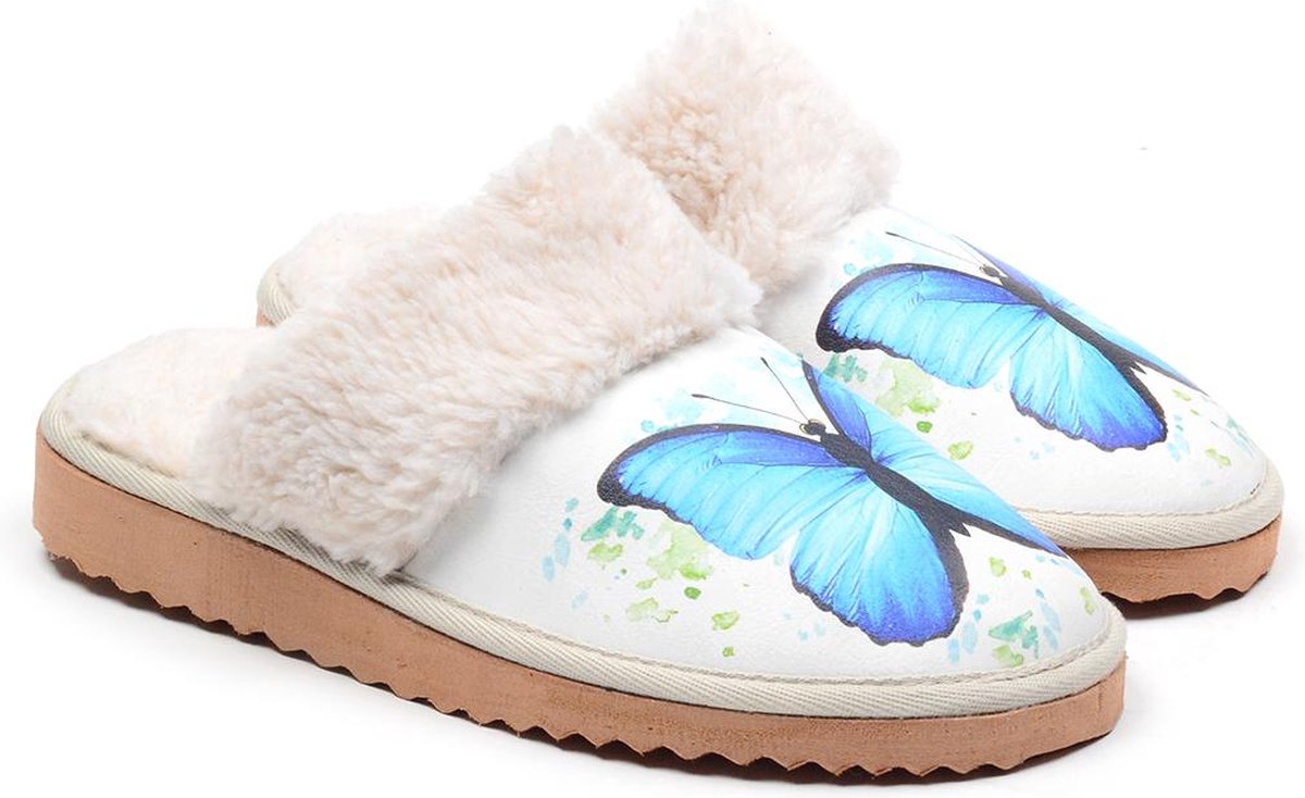GOBY Clogs met Blue Butterfly Handgemaakt Hoge Kwaliteit