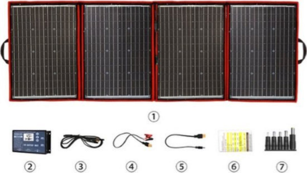 Opvouwbaar Zonnepaneel voor Powerbank, Telefoon, Survival - Noodpakket Denk Vooruit - Kamperen - Draadloos Elektriciteit - 200W