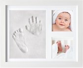 Frummel Baby Fotolijstje met Klei Afdruk (Gipsafdruk baby) - Beter dan gips afdruk - Klei Afdruk Baby Voet en Hand - Kraamcadeau Meisje / Kraamcadeau Jongen - Babyshower